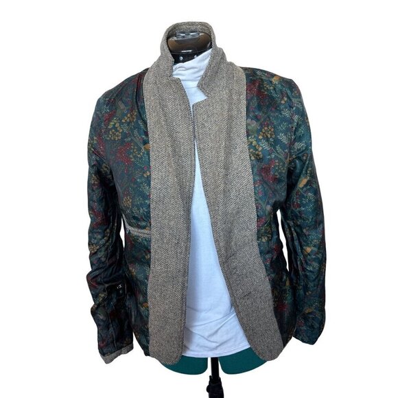 L.O.G.G.H&M Blazer Women 10 Herringbone Wool Blend Braided Leather Buttons - Picture 12 of 16